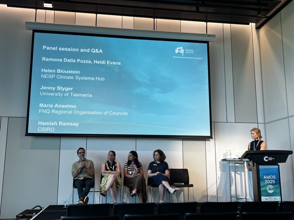 Panelists of the Knowledge Broker session on co-design at the AMOS 2025 conference.