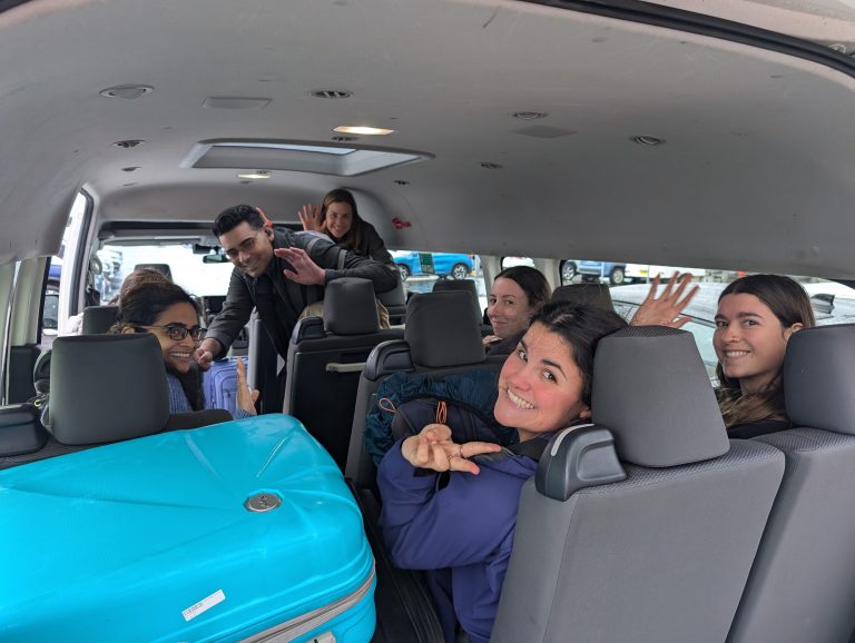 The ECRs in the bus on one of the Climate College tours